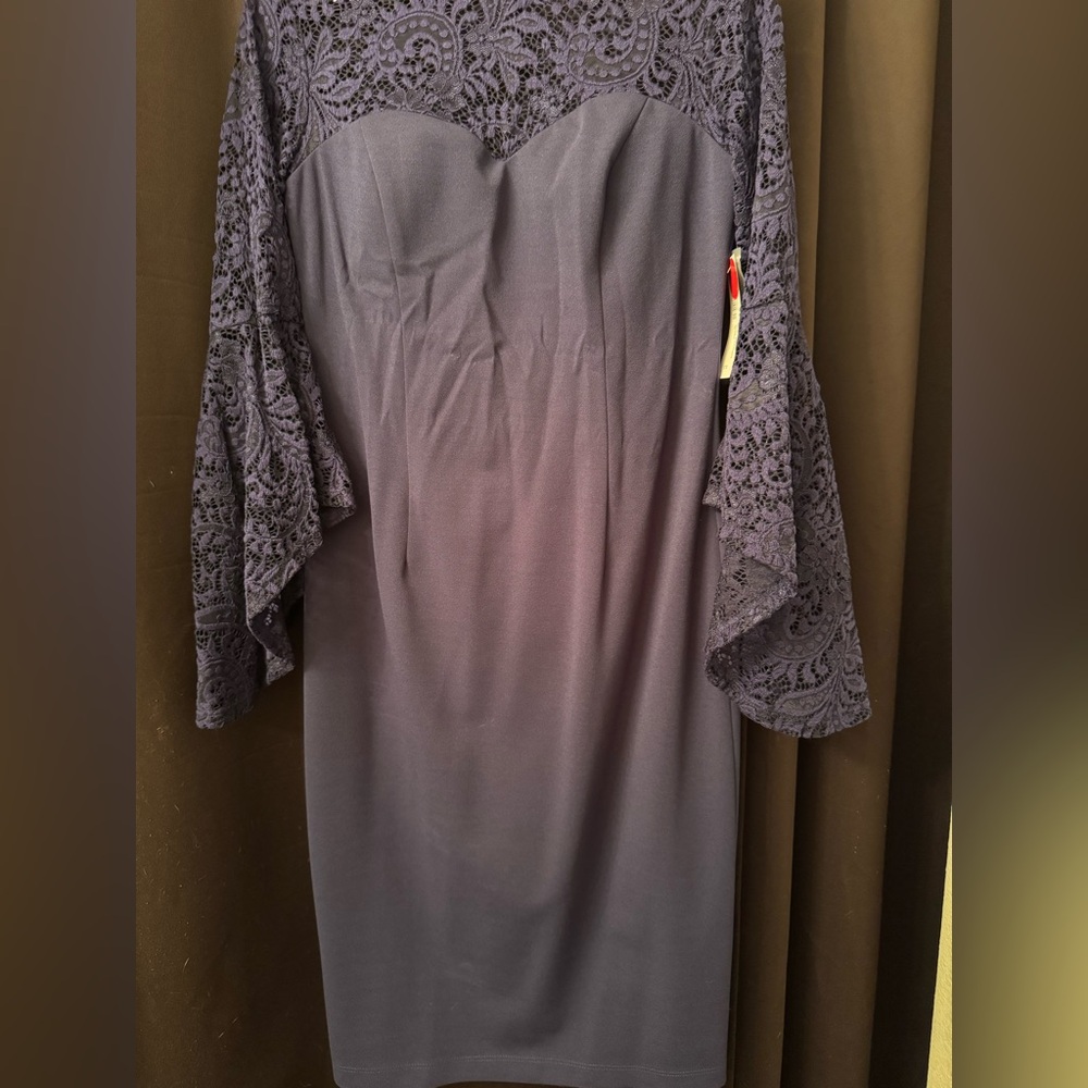 Formal Lace Dress Navy Blue/ Dark Indigo Blue Lace w/ Back Slit